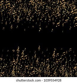 Confetti of Vector Music Signs and Symbols. Classic Concert Poster Pattern Design. Glitter Note Icons Texture. Cover Print Design Pattern.