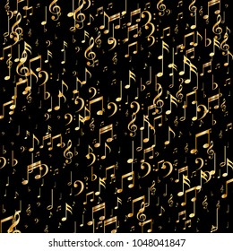 Confetti of Vector Music Signs and Symbols. Classic Concert Poster Pattern Design. Shimmer Note Symbols Texture. Cover Print Design Background.