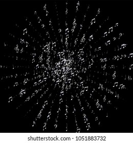 Confetti of Vector Music Signs and Symbols. Dance Party Poster Pattern Design. Symphony Motif Texture. Flyer Print Design Pattern.