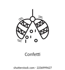 Confetti vector outline Icon Design illustration. New Year Symbol on White background EPS 10 File