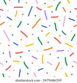 Confetti vector pattern. Minimal line shape abstract background. Geometric graphic flat style illustration. Kid celebrate birthday party background. Funny childish vector decoration