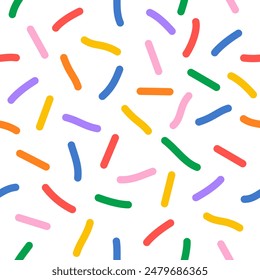 Confetti vector pattern. Minimal line shape abstract background. Geometric graphic flat style illustration. Kid celebrate birthday party background. Funny childish vector decoration