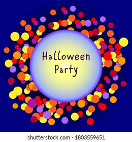 confetti vector, picture frame for halloween with festive splatter of confetti, glowing sphere, halloween vector, shiny halloween vector, artwork, vector background