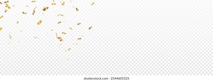 Confetti vector png. Golden confetti falls from the sky. Holiday, birthday. Sparkling confetti on a transparent background. Festive design element.