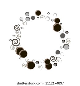 Confetti vector polygonal frame. Scatter of colored circular elements. Dynamic vector illustration for holiday, celebration decorations, paper packaging, textile, covers