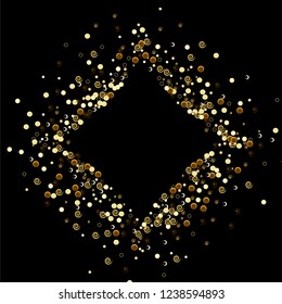 Confetti vector square frame. Rectangular Scatter of colored circles dots rings spirals. Dynamic vector illustration for holiday celebration decoration, paper packaging, textile, covers