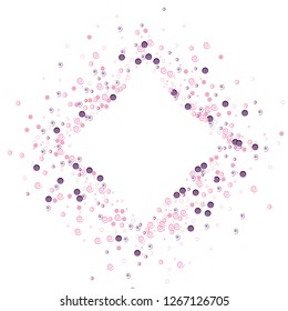 Confetti vector square frame. Rectangular Scatter of colored circles dots rings spirals. Dynamic vector illustration for holiday celebration decoration, paper packaging, textile, covers