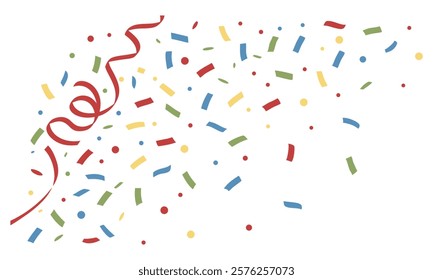 Confetti vector in white background. Can be used for celebration, New Year, Carnival festivity, Valentine’s Day, Holiday, National Holiday, Birthday etc.