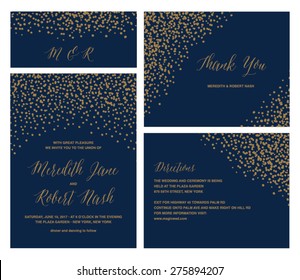 Confetti Wedding Invitation Set Illustration