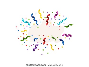 Confetti And With White Background Congrats , Vector Illustration