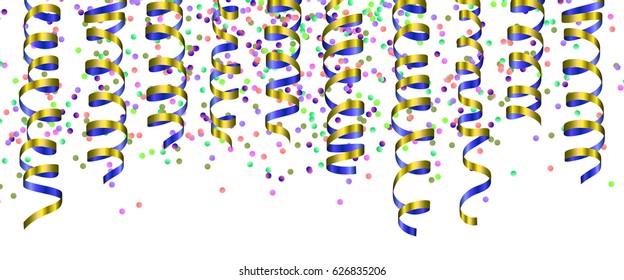 confetti witha ribbon. vector holidays fun background.