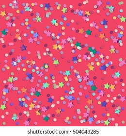 Confetti. Wrapping Paper. Stars background.