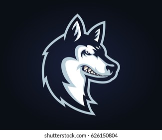 Confidence Angry Dog Breed Character Logo - Siberian Husky