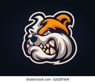 Confidence Angry Dog Breed Character Logo - Bulldog