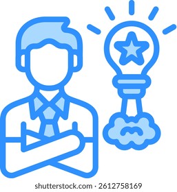 Confidence Boost Icon Blue Color Vector Illustration
