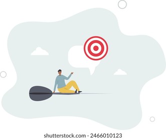 confidence businessman riding dart aiming for target.flat vector illustration.