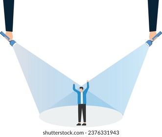 Confidence businessman stand under the spotlight

