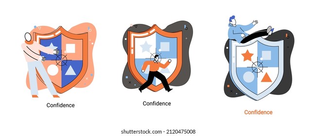 Confidence concept. Person stands and has private conversation metaphor. Confidential communication. Trust property, reassuring partnerships, conviction. Protection of intellectual property
