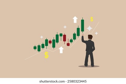 Confidence in the economy Stock market is up and the economy is doing well making good profits for companies, Businessmen are confident in their business