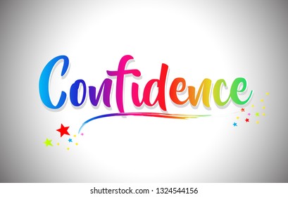 Confidence Handwritten Word Text with Rainbow Colors and Vibrant Swoosh Design Vector Illustration.