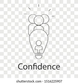 Confidence icon concept on transparency background. Business creative idea design. Line vector illustration use for you mobile app.