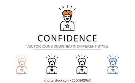 Confidence icon design with white background stock illustration