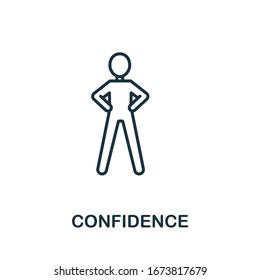 Confidence icon from life skills collection. Simple line Confidence icon for templates, web design and infographics - Shutterstock ID 1673817679