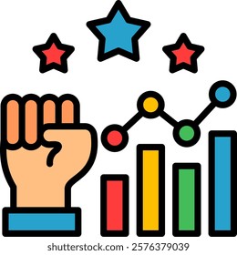 Confidence Icon Lineal Color Vector Illustration