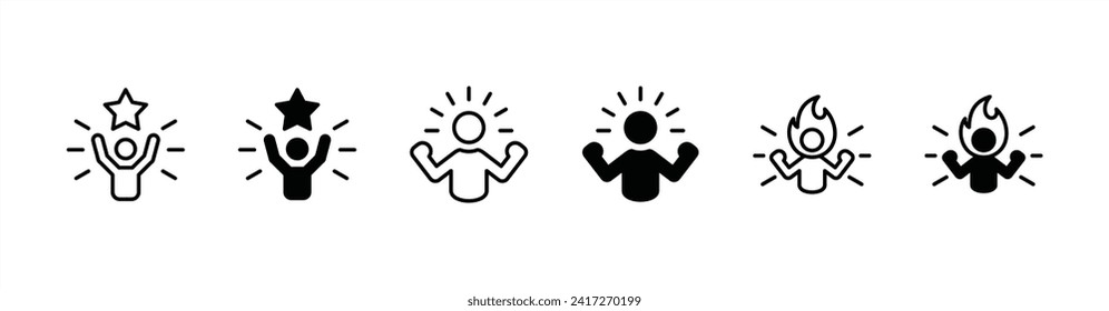 Confidence icon. Motivation icon. Self-confident and successful person. Spirit and passionate person. Vector illustration