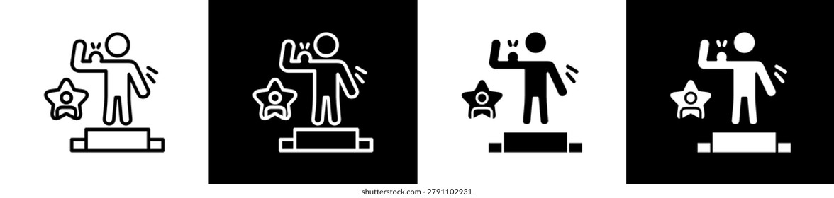 Confidence Icon In Outline And Glyph Styles With Black And White Variations