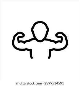 Confidence icon. strong men arms raised shows self esteem and confident with power and strength symbol  logo. aggressive rebel dignity or courageous vector mark.