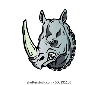 Confidence Leadership Animal Head Logo - Rhinoceros Character