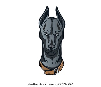 Confidence Leadership Animal Head Logo - Black Doberman Character