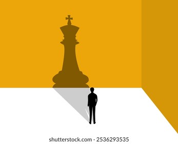 Confidence. man Standing With Shadow Of King. Vector 