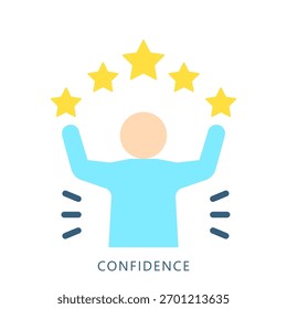 Confidence Mini Illustration Icon. Use For Modern Concept, Print, Ui, Ux Kit, Web And App Development. Vector Related To Business Finance, Management And More
