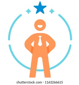 Confidence salaryman icon in flat color design vector illustration