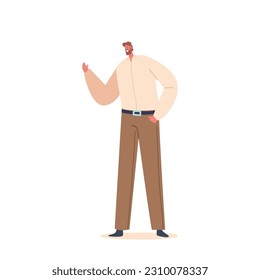 Confident Adult Man Character Gesturing With Authority, Using Expressive Hand Movements To Convey Message