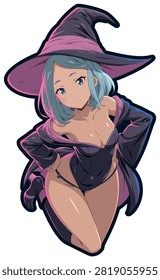 Confident Anime Witch Character with Magical Aura