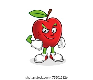 Confident apple mascot. Vector of Apple character. Apple logo