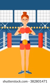 Confident boxer in gloves.