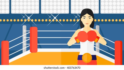 Confident boxer in gloves.