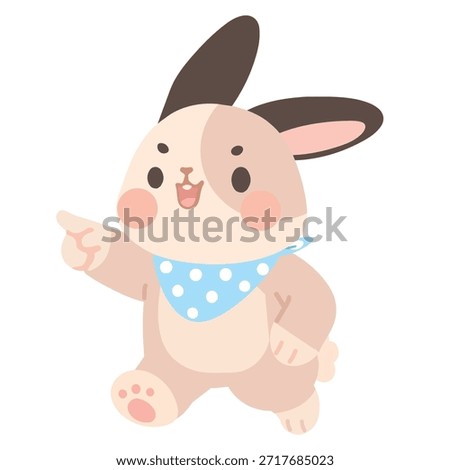A confident bunny character showing direction authority instruction leadership expression kids appeal mascot use and clear commanding visual communication concept