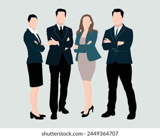 Confident business people standing together. Joyful business people celebrating victory. business people standing poses isolated on a white background.