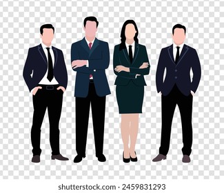 A confident business team. A group of confident businesspeople are standing and posing. isolated on transparent background.