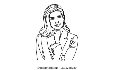 Confident business woman - Continuous one line drawing