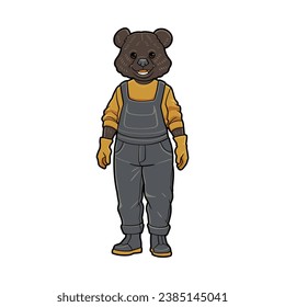 Confident Businessman Bear Cartoon Playful and Trendy Anthropomorphic Grizzly in Suit vector illustration