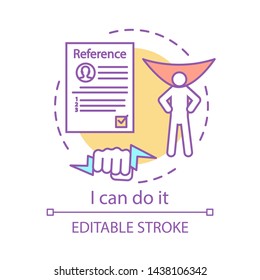 Confident businessman concept icon. Business motivation idea thin line illustration. I can do it. Achievement of success. Hard work. Yappie, workaholic. Vector isolated drawing. Editable stroke
