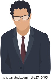 Confident businessman in office outfit. Avatar man in dark suit and tie isolated on white standing with his arms crossed. Serious business person vector male character, chief in half height icon
