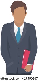 Confident businessman in office outfit. Man in dark suit and tie standing with his arms crossed