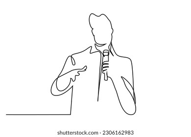 confident businessman speaker making statement line art